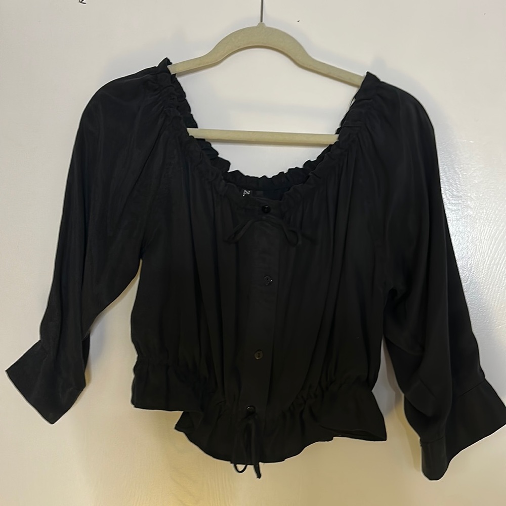 Zara Off the Shoulder Crop Top Blouse Size M